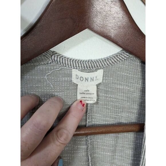 Donni. Open Front Striped Ribbed Cardigan with Pockets - OSFA - Picture 3 of 6